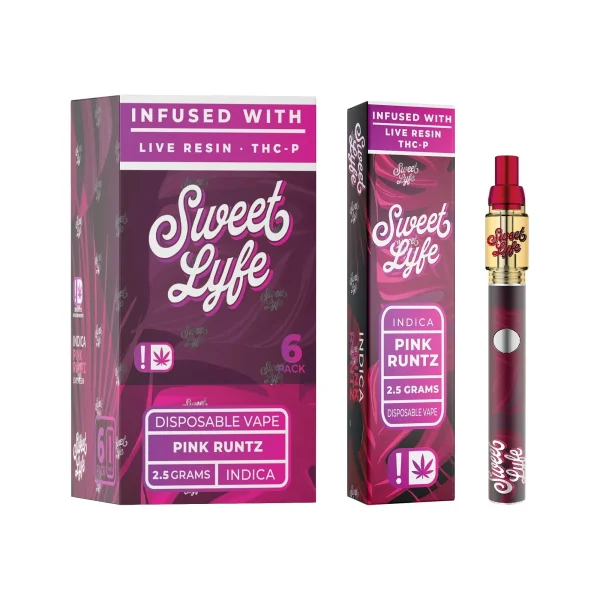 17e8be61-9510-4a1e-b0a7-f1e4d9dd4dfb Sweet Lyfe 2.5ml Disposable Vape Pen Infused with Live Resin + THCP - Pink Runtz - Indica