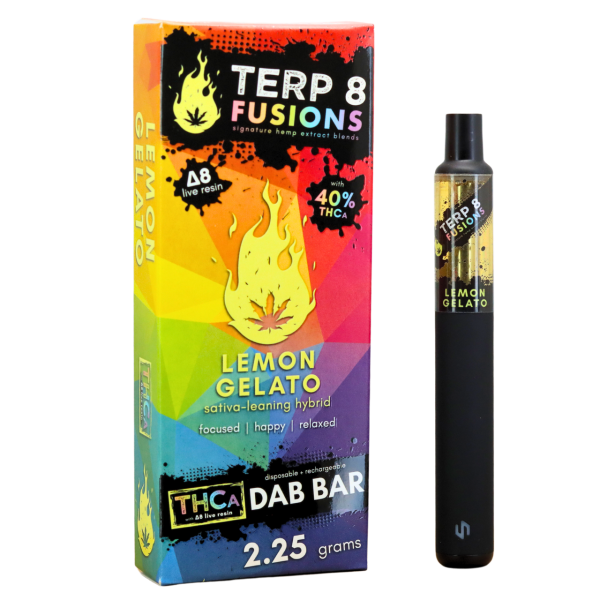 1b1dc30e-bae2-44dc-a16c-7f33173d2745 Terp 8 THCA + D8 Live Resin Disposable Dab Bar - Lemon Gelato - 2.25g