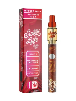 Sweet Lyfe 2.5ml Disposable Vape Pen Infused with Live Resin + THCP - Watermelon Zkittlez - Indica