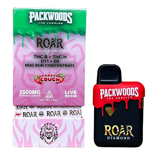 Roar x Packwoods Nug Run Concentrate 3500MG LIVE RESIN THC-B + THC-H, D11 + D8 - Strawberry Cough