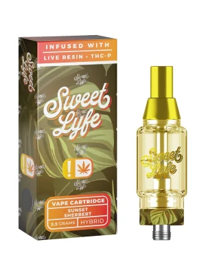 Sweet Lyfe 2.5ml Vape Cartridges Infused with Live Resin + THCP - Sunset Sherbert - Indica