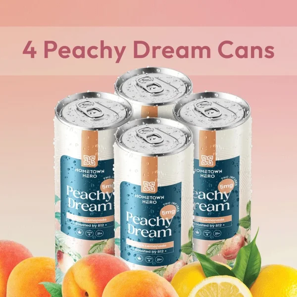 4-cans-per-pack-peach Hometown Hero 5mg THC Lemonade - Peachy Dream