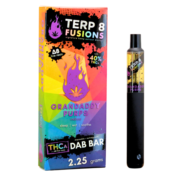 529e9f00-3265-497a-85fc-b42d039b9f63 Terp 8 THCA + D8 Live Resin Disposable Dab Bar - Grandaddy Purps - 2.25g
