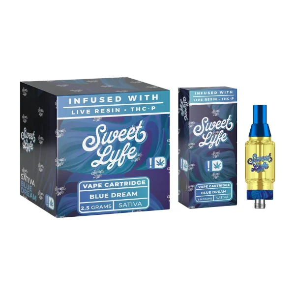 Sweet Lyfe 2.5ml Vape Cartridges Infused with Live Resin + THCP - Blue Dream - Sativa