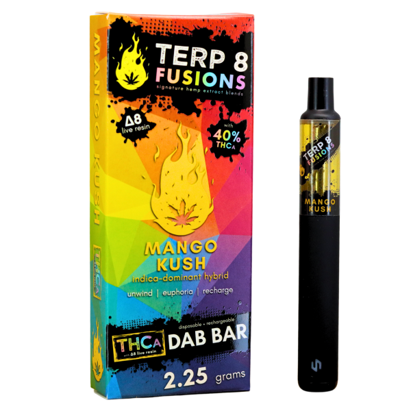 5c27703d-cc61-40d8-a2d2-3b683d0807ea Terp 8 THCA + D8 Live Resin Disposable Dab Bar - Mango Kush - 2.25g