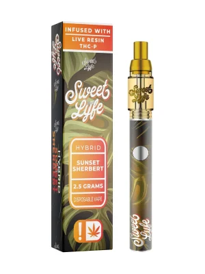 Sweet Lyfe 2.5ml Disposable Vape Pen Infused with Live Resin + THCP - Sunset Sherbert - Indica