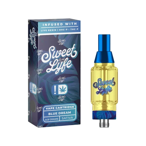 8b5c272b-2a8a-4d47-8398-a16cadc920a4 Sweet Lyfe 2.5ml Vape Cartridges Infused with Live Resin HHC-P+THC-P - Blue Dream - Sativa