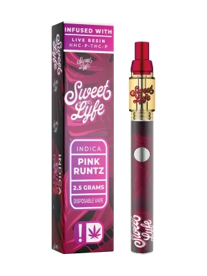 Sweet Lyfe 2.5ml Disposable Vape Pen Infused with Live Resin HHC-P+THC-P - Pink Runtz - Indica