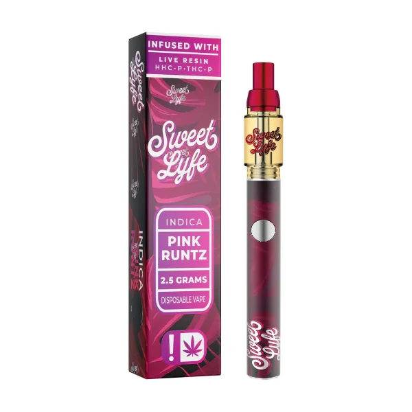 9d027205-0d6b-4ea9-8ac1-cef8ee171839 Sweet Lyfe 2.5ml Disposable Vape Pen Infused with Live Resin HHC-P+THC-P - Pink Runtz - Indica