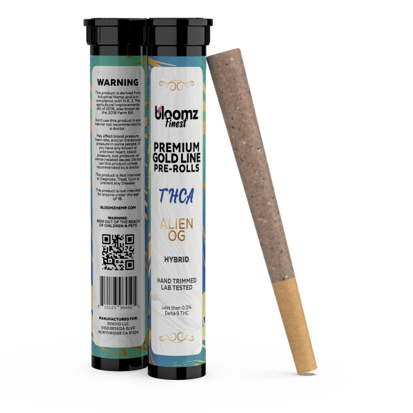 Alien-OG-Gold-Line-Hemp-Flower-BestHemp-OnlineSmokeShop-GoodPrice-GetNearMe-LowestCoupon-DiscountStore-Shoponline-THCOnline-StrongestSmoke-ShopBloomz-Hemp-THC Bloomz Exotic THCA Pre-Rolls Gold Line – 3-Pack/6 Pack