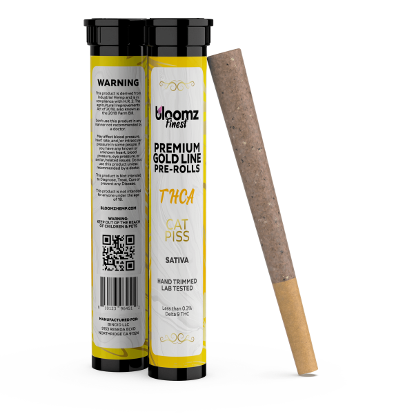 Cat-Piss-Gold-Line-Hemp-Flower-BestHemp-OnlineSmokeShop-GoodPrice-GetNearMe-LowestCoupon-DiscountStore-Shoponline-THCOnline-StrongestSmoke-ShopBloomz-Hemp-THC Bloomz Exotic THCA Pre-Rolls Gold Line – 3-Pack/6 Pack