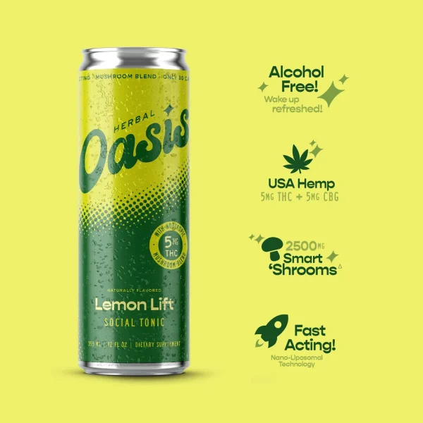 OAS-12OZ-5MG-LL-MC-3 cbdMd Herbal Oasis Social Tonic - Lemon Lift
