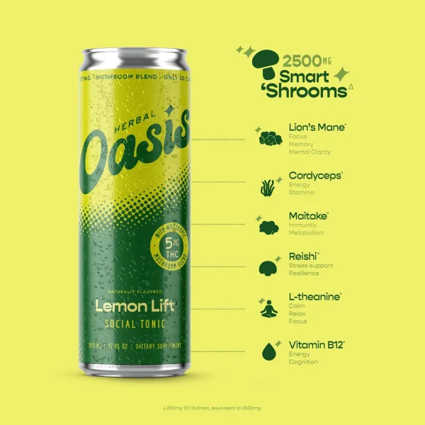 OAS-12OZ-5MG-LL-MC-4 cbdMd Herbal Oasis Social Tonic - Lemon Lift