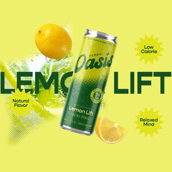 OAS-12OZ-5MG-LL-MC-6 cbdMd Herbal Oasis Social Tonic - Lemon Lift