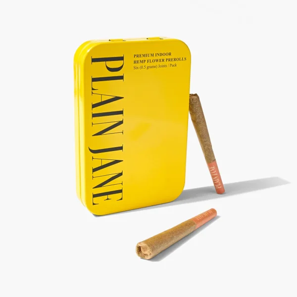 Plain-Jane-Cherry-Creme-Brulee-6-Pack-Joints-yellow-tin-no-sticker___00580.1736038496 Plain Jane Eighth Pack CBG Pre-Rolled Joint