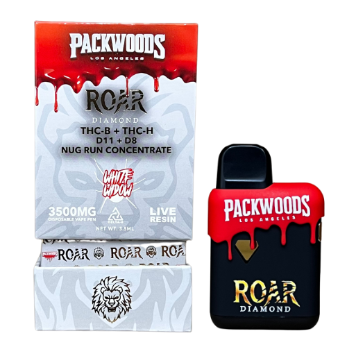 a6bf41bc-481c-4450-869f-aea7fe95d14e Roar x Packwoods Nug Run Concentrate 3500MG LIVE RESIN THC-B + THC-H, D11 + D8 - White Widow