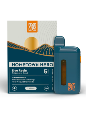 Hometown Hero THCA Liquid Diamond Live Resin Disposable - Amnesia Haze - 5g