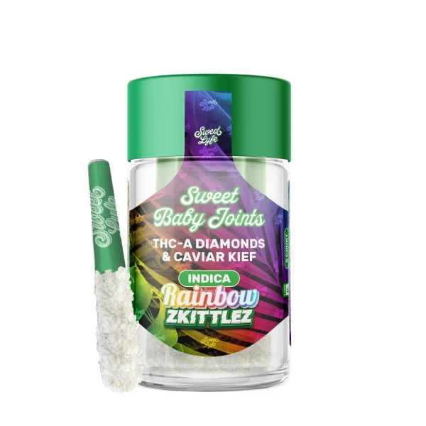 c93ab5a0-7989-4c2d-af38-a06f94524ee0 Sweet Lyfe Sweet Baby Joints THC-A Diamonds & Caviar Kief - Rainbow Zkittlez- Indica