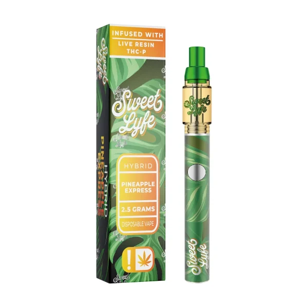 cd4a1966-86c7-43e9-902a-c1d2da4014bd Sweet Lyfe 2.5ml Disposable Vape Pen Infused with Live Resin + THCP - Pineapple Express - Hybrid