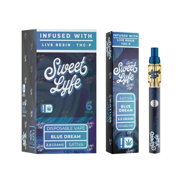 ea5f62e9-e51f-4687-85db-9c77bce1c17a Sweet Lyfe 2.5ml Disposable Vape Pen Infused with Live Resin + THCP - Blue Dream - Sativa