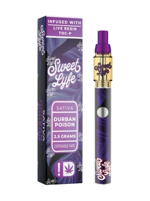 Sweet Lyfe 2.5ml Disposable Vape Pen Infused with Live Resin + THCP - Durban Poison - Sativa