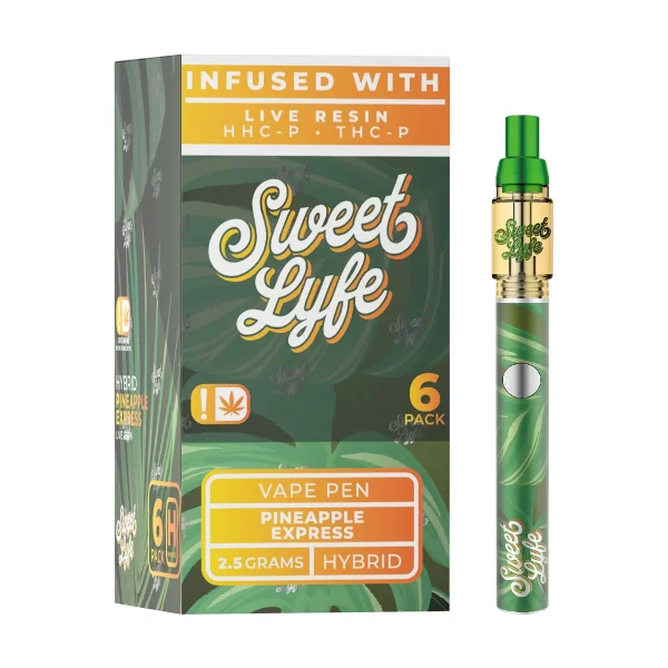 ffa28d44-d815-4d3a-a1e8-76a52bb9fc42 Sweet Lyfe 2.5ml Disposable Vape Pen Infused with Live Resin HHC-P+THC-P - Pineapple Express - Hybrid