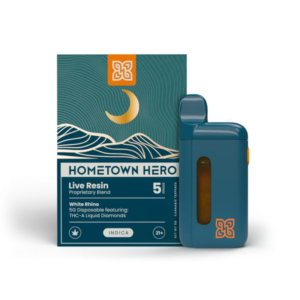 white-rhino-dispo Hometown Hero THCA Liquid Diamond Live Resin Disposable - White Rhino - 5g