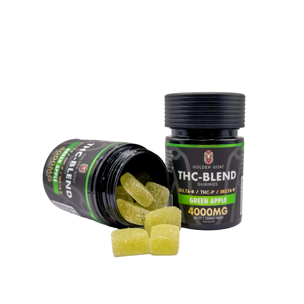 Golden Goat THC-Blend Gummies Delta 8 / THC-P / Delta 9 - Green Apple - 4000MG