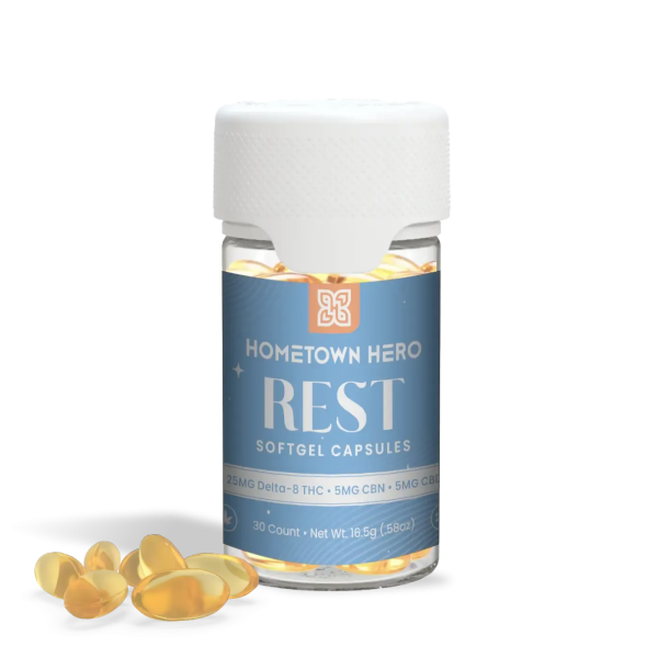 Hometown Hero Delta-8, CBN, CBD Capsules - 25mg - Rest
