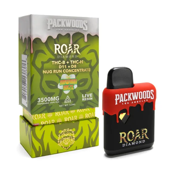 Roar x Packwoods Nug Run Concentrate 3500MG LIVE RESIN THC-B + THC-H, D11 + D8 - Hawaiin Haze