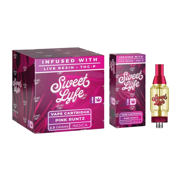 Sweet Lyfe 2.5ml Vape Cartridges Infused with Live Resin + THCP - Pink Runtz - Indica