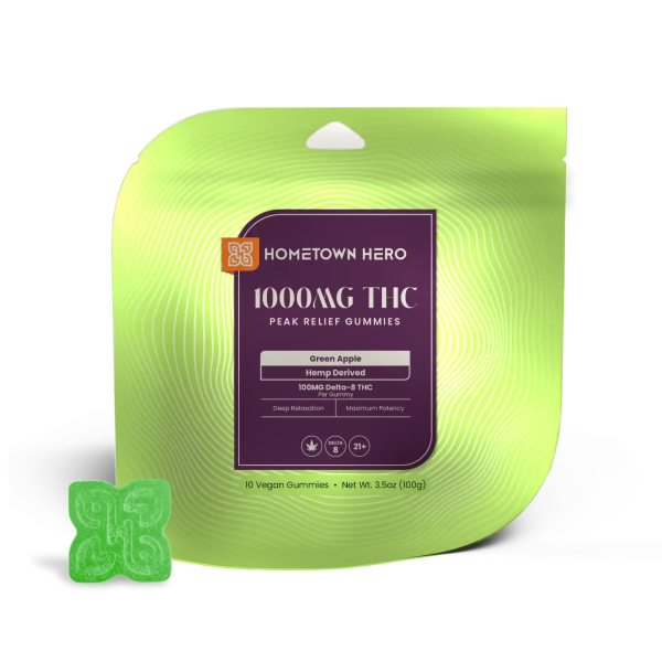 Hometown Hero Peak Delta-8 Gummies - Green Apple