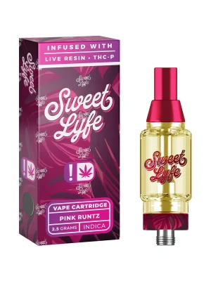 Sweet Lyfe 2.5ml Vape Cartridges Infused with Live Resin + THCP - Pink Runtz - Indica