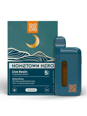 Hometown Hero THCA Liquid Diamond Live Resin Disposable - White Rhino - 5g